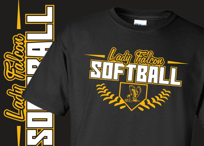 Lady falcon softball t-shirt.