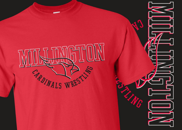 Millington Cardinals Wrestling team t-shirt.